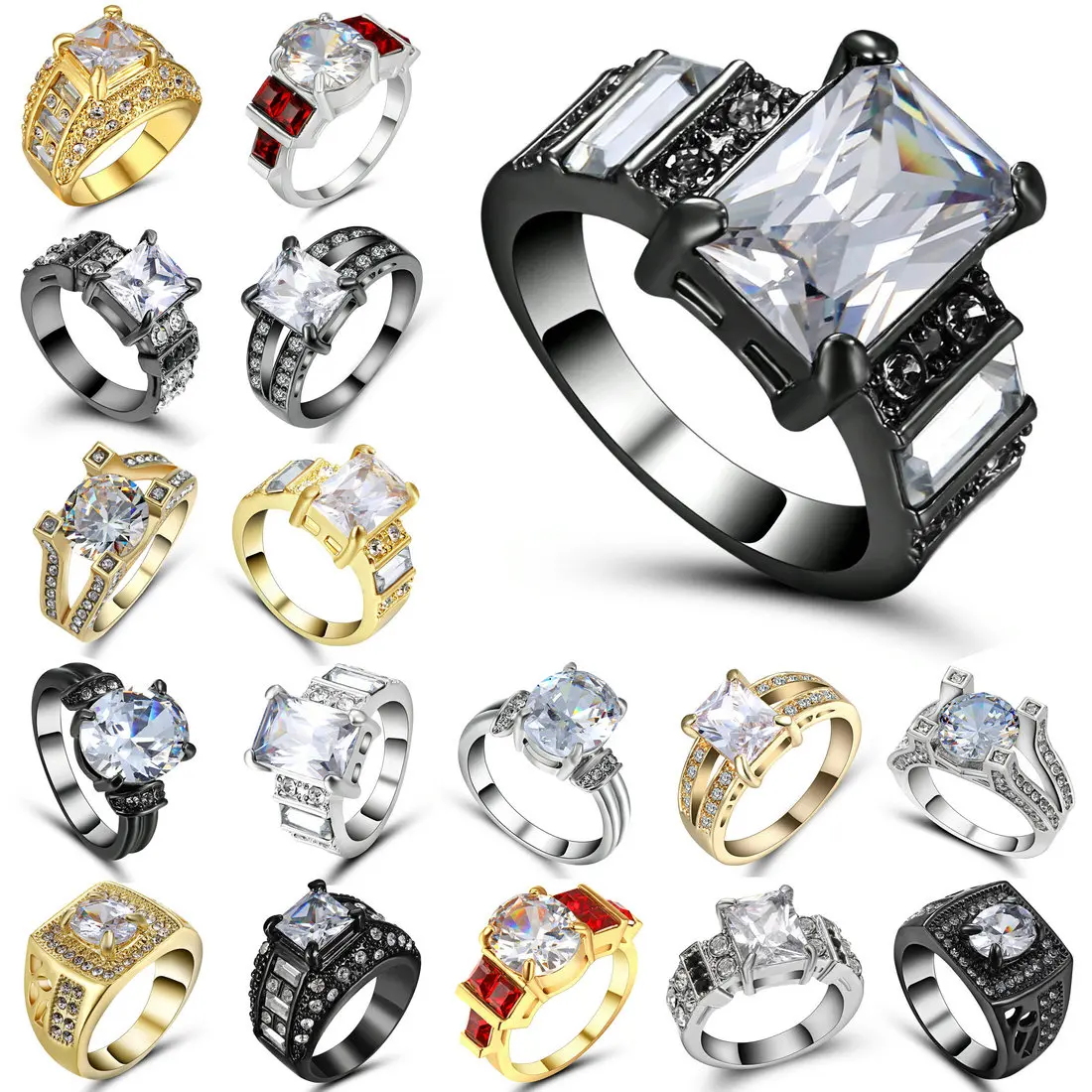 

Classic Engagement Ring 4 Claws Design AAA White Cubic Zircon Female Women Wedding Band CZ Rings Jewelry Size 9