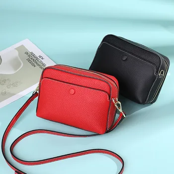 

Small Leather Shoulder Bag Female Simple Messenger Bag Retro Casual Square Pack