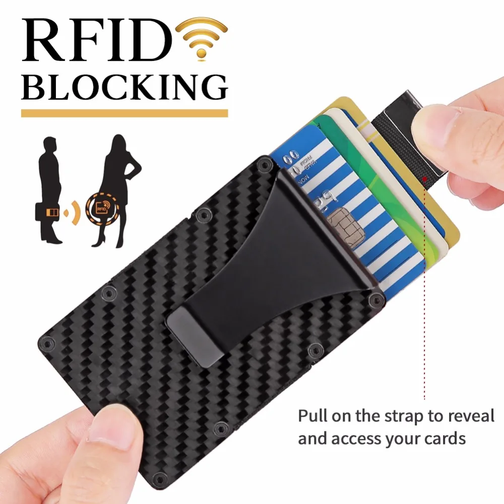

2018 New Mini RFID Blocking Card Case Business Male Stretched Carbon Fiber Wallet Credit Card Holder CreativeMetal Box Cover 50