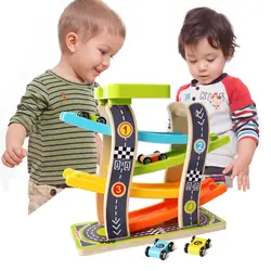 Детские игрушки деревянные Race скользнул игрушечных автомобилей горки трек Игрушечные лошадки автомобиль для детей Racing Бег автомобилей