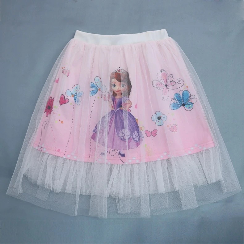 19新ファッションディズニープリンセス夏の漫画の子供服冷凍エルザとアンナ女の子メッシュaラインスカートショーツ Skirts Aliexpress