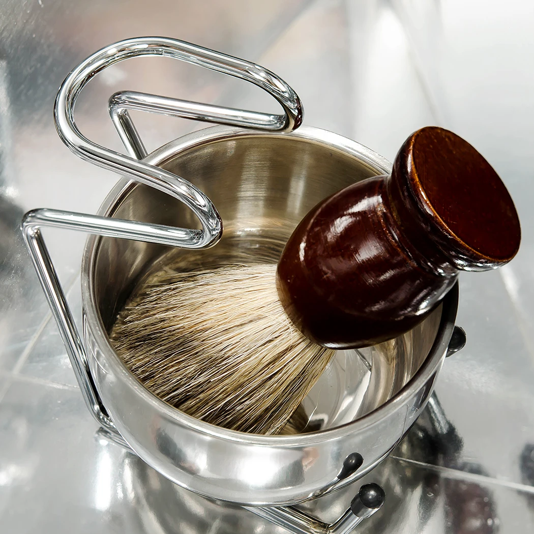 3в1 Мужская бритвенная мыльная щетка, набор, лучшая щетка для бритья из барсука+ чаша из нержавеющей стали+ подставка-держатель, подходит для большинства кремов для бритья