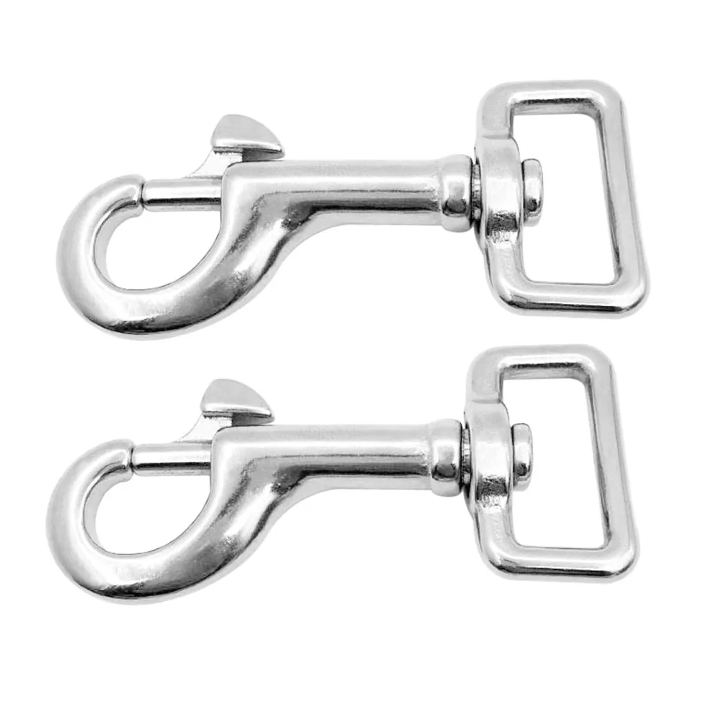   2Pcs Heavy Duty Square Eye Brass Snap Hook Pet Buckle Trigger Clip Swivel Clasp for use with Dog Lead & Horse Rug Leg Straps	
