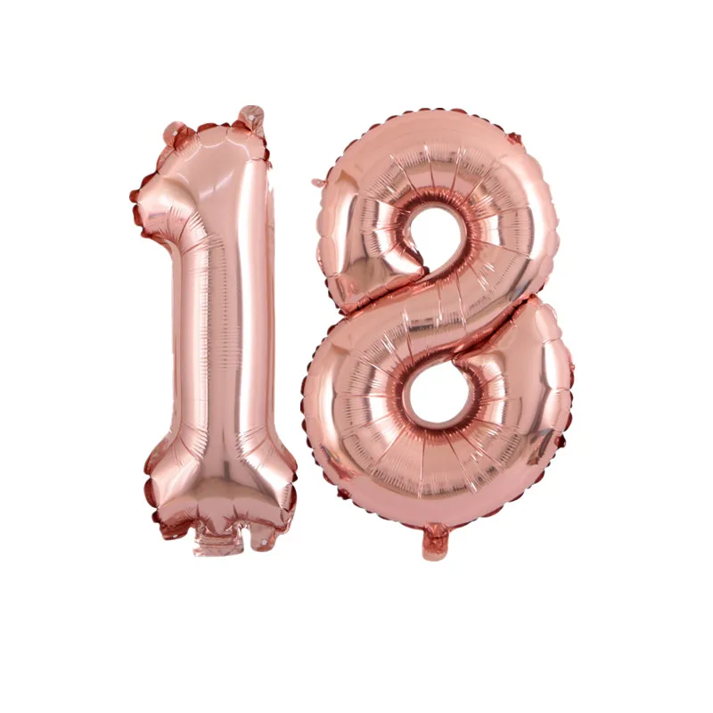 2 шт., 30/40 дюйма, тонкие шары с гелием из розового золота, с цифрами, поздравляем 18, 20, 30, 50 лет, для взрослых, на день рождения, Декор, принадлежности - Цвет: 18