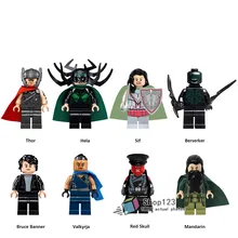 100 шт/партия Marvel Super Hero Hela Thor баннер Брюс Berseker красный череп Valkyrja строительные блоки детские подарки игрушки