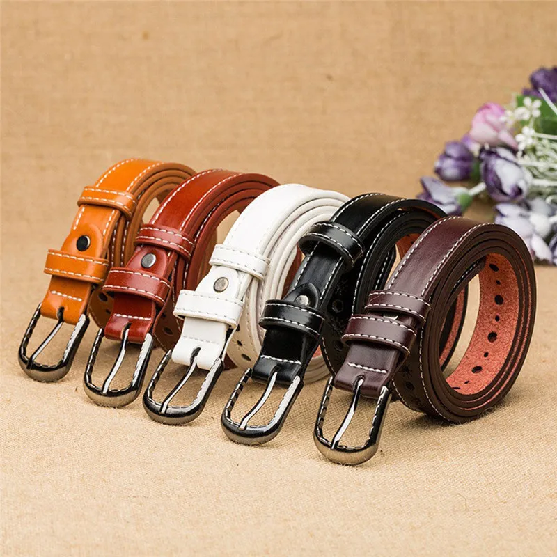 2018 New Metal Pin Buckle Circle Belt Female Faux Leather Waist Belts