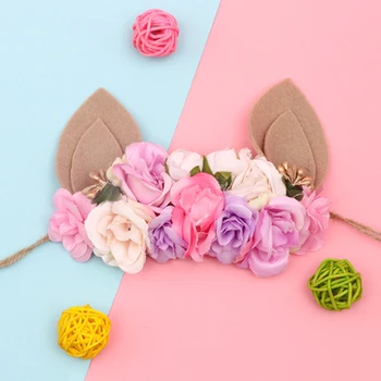 

Baby Girls Floral Headpiece Hemp Rope Rabbit Ear Flower Easter Headdress Headband Party Easter Kids Birthday Princess Hair Bands