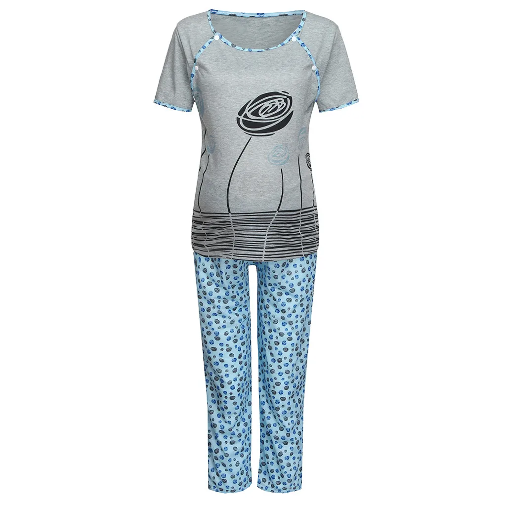 

Maternity Pajamas Women Maternity Mom Nursing Floral Set Pregnancy Breastfeeding Tops Pants Nursing Night Gown Pijama Premama