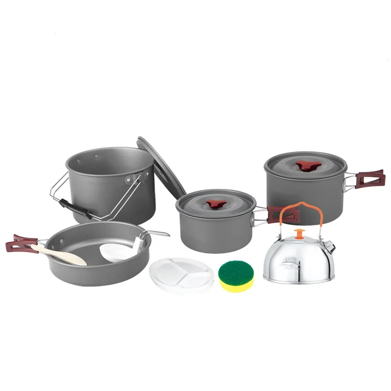 

6-8 Presons Ultralight Camping Cookware Utensils Outdoor Tableware Set Hiking Picnic Backpacking Camping Tableware Pot Pan