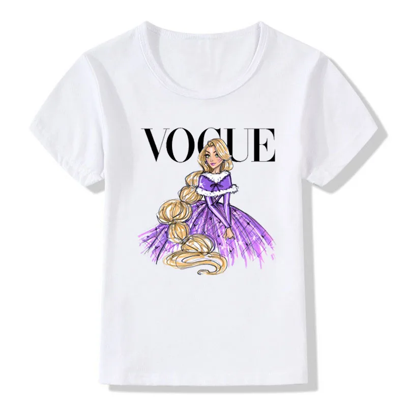 Летняя одежда для маленьких девочек коллекция года, модная футболка в стиле Лолиты с красивым принтом для детей, футболка с круглым вырезом для девочек топ с короткими рукавами - Цвет: C7