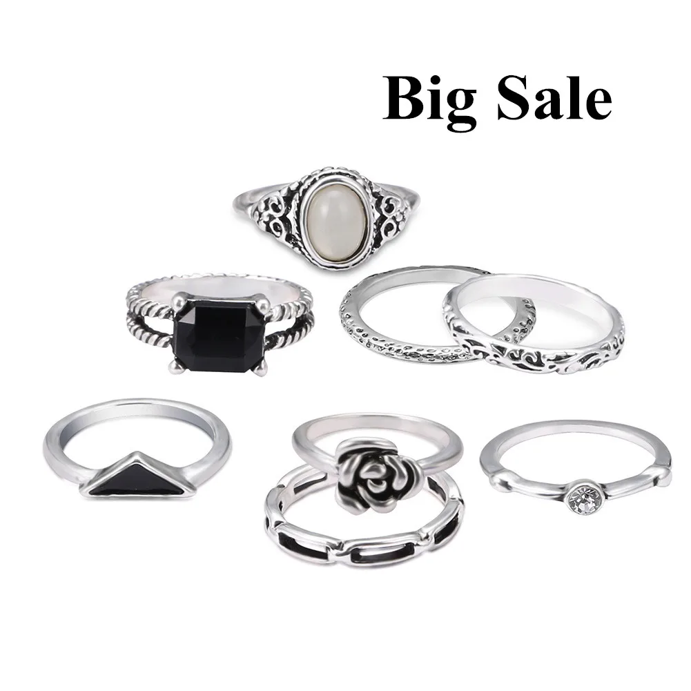 

2018 New Arrival Fashion 8pcs/lot Explosions Joint Ring Best Selling Retro National Style Joker Jewelry Party Wedding Ring