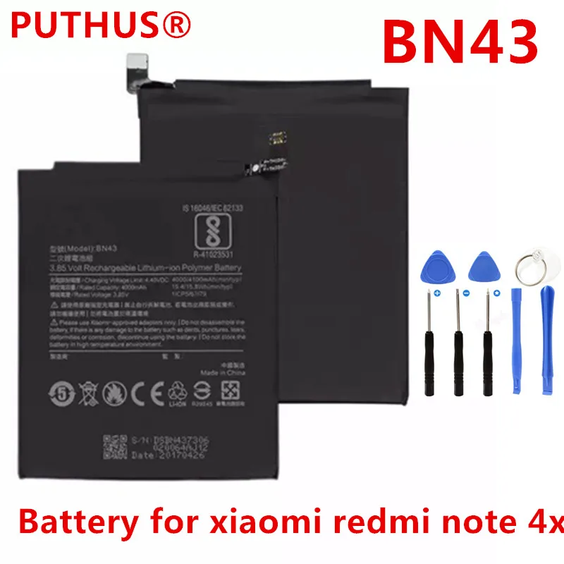 Новый аккумулятор 4000 мАч BN43 для Xiaomi Redmi Note 4X 4 X телефонов global Snapdragon 625 + Инструменты