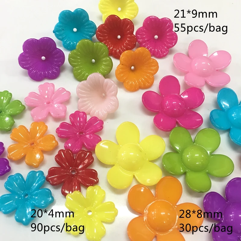 

Meideheng acrylic Bright color flower beads Home decoration Morning glory for Jewelry making Hair band half hole five petals