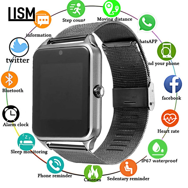

2019 New Bluetooth Smart Watch Men Women Support SIM & 8G TF Card Metal Wrist Fashion Business Wristwatch for IOS Android Phone