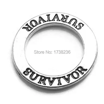 

Antique Silver Plated Alloy Wholesale Lots Survivor Message Affirmation Ring Charm Survivor Circle Charm
