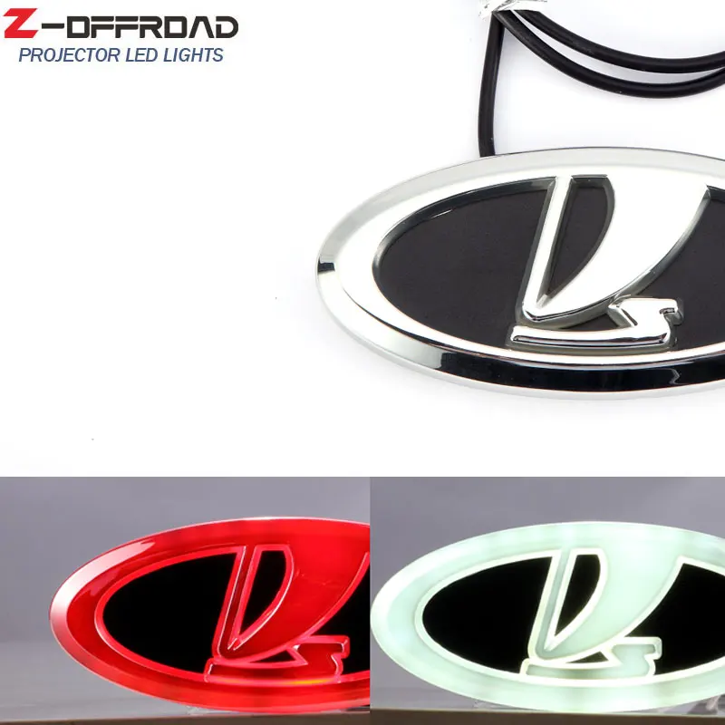 

For Lada Granta Vesta Xray Largus VU 4X4 Niva Kalina Priora Red&White Car Styling 4D Cold Light LED Emblem Logo Light (11.9*5CM)