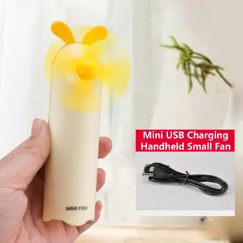 

Cartoon Cute Mini Rabbit Cat Pig Rechargeable USB Handheld Fan Portable Pocket Small Fan Random color