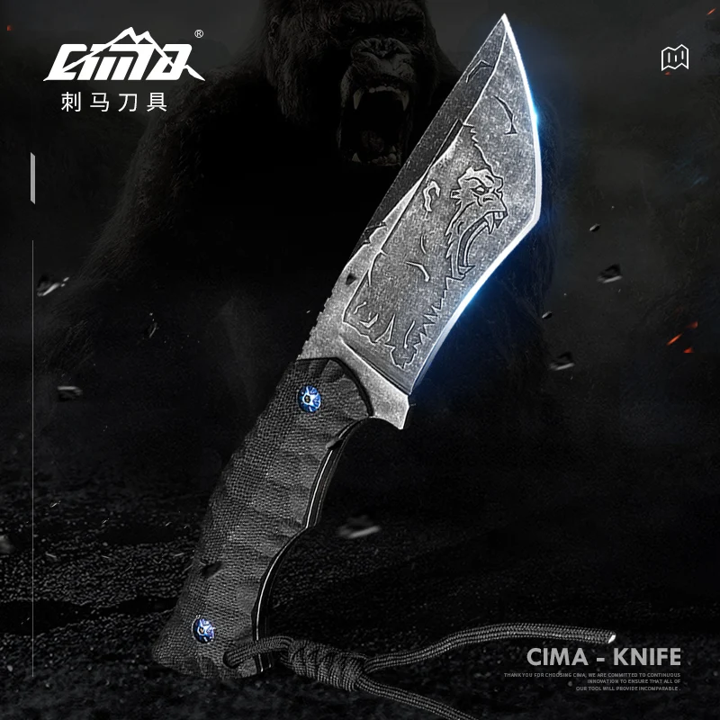 Online CIMA de acero inoxidable cuchillo G10 manejar Funda de cuero al aire libre táctica de supervivencia y todos los días llevar