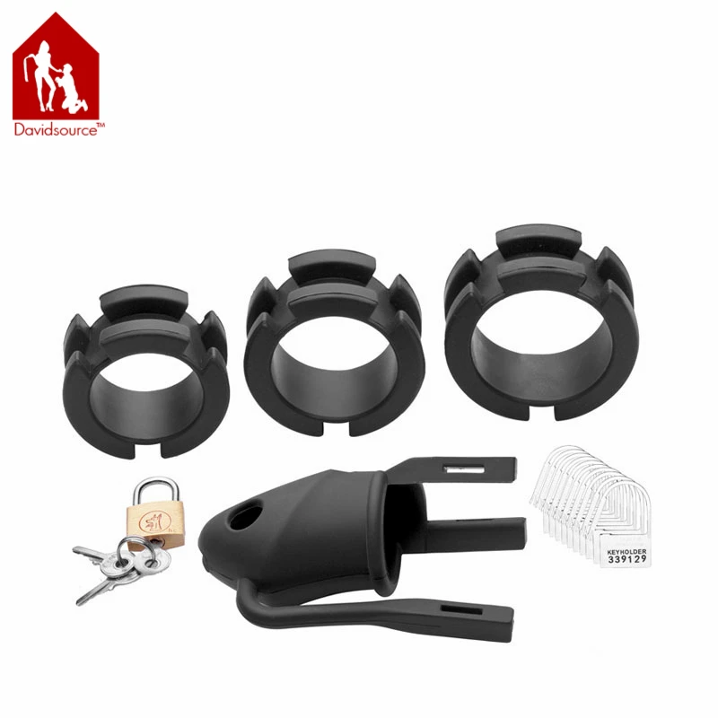 David Source Silicone Chastity Lock 3.8"x1.3" Public Enemy Cock Cage Penis Lock Male Penis Torture Fetish Men Sex Toy 2