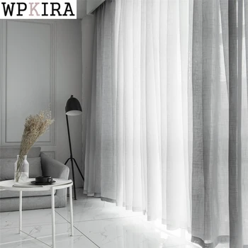 

White Cotton Linen Tulle Curtains Decorative Hotel Modern Fashionable cortina para janela de quarto Modern Curtains ZH016&30