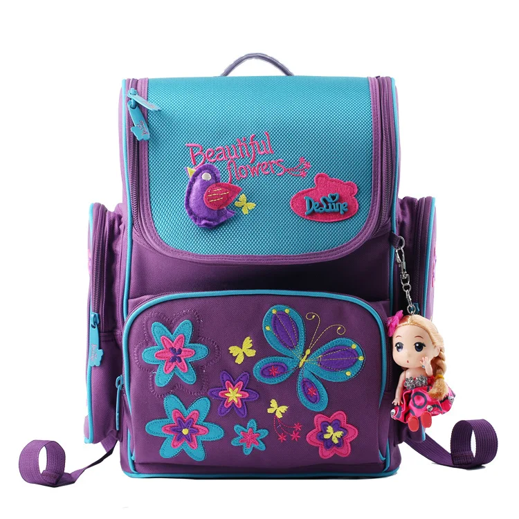 Delune Children High Quality Butterfly School Bags Boys Girls Students Kids Travel Orthopedic Satchel School Backpack Bags - Цвет: 1-003