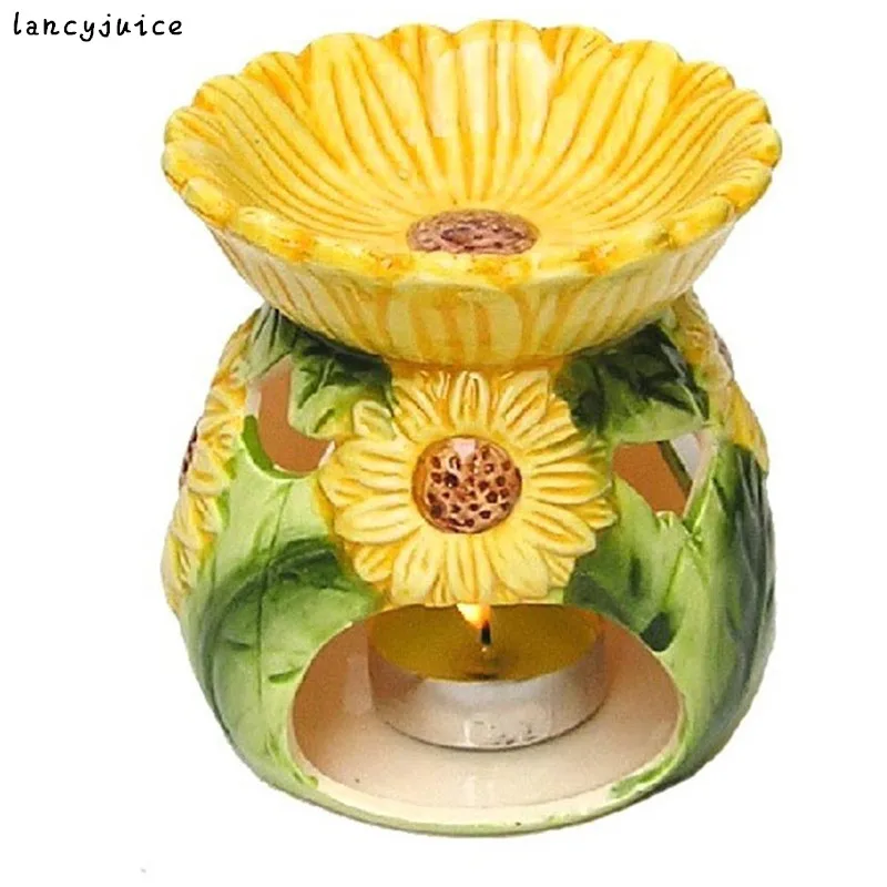 Beautiful Sunflower Ceramic Essential Oil Burner Cute Censer Incense
