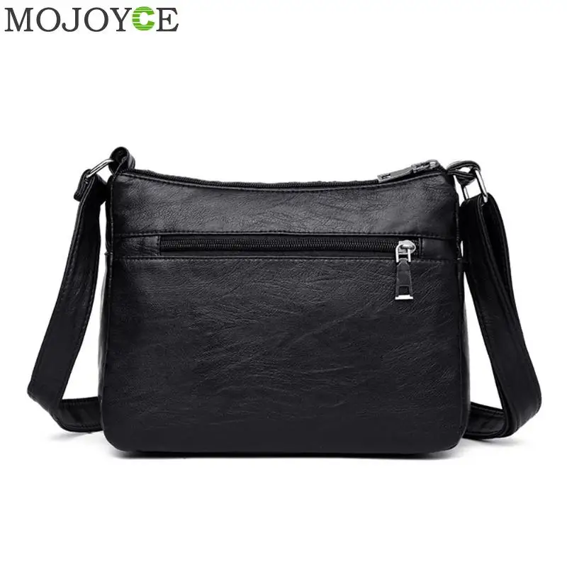  New Fashion Women Crossbody Bag Black Soft Washed Leather Shoulder Bag Patchwork Messenger bags for - 33021004858
