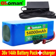 36V батарея 10S4P 14Ah 18650 ионно-литиевая аккумуляторная батарея 500W высокая мощность батареи 42В 14000 мА/ч, фара для электровелосипеда в электрические велосипеды БМС+ 42В зарядное устройство