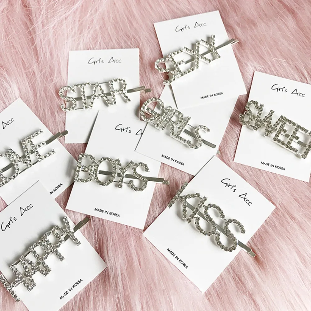 

Hair Accessories Bling Hair Clips For Women Diamond Letter Hairpins Elegant Alloy Styling Tool Barrettes Hairgrip Fashion