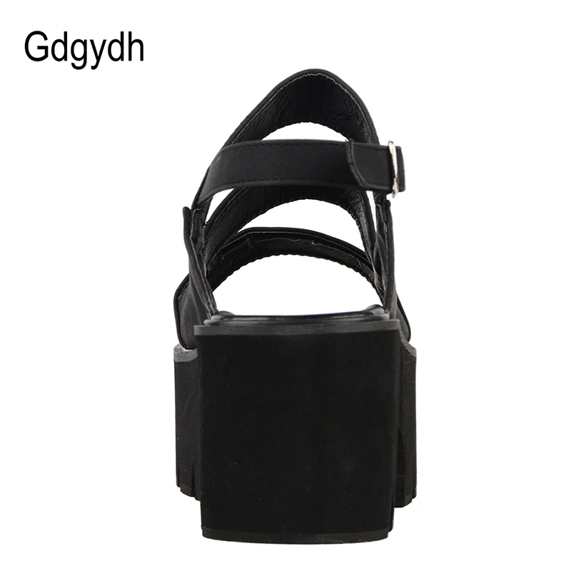 Женские сандалии Gdgydh черные на платформе с ремешком щиколотке лето 2019|Боссоножки