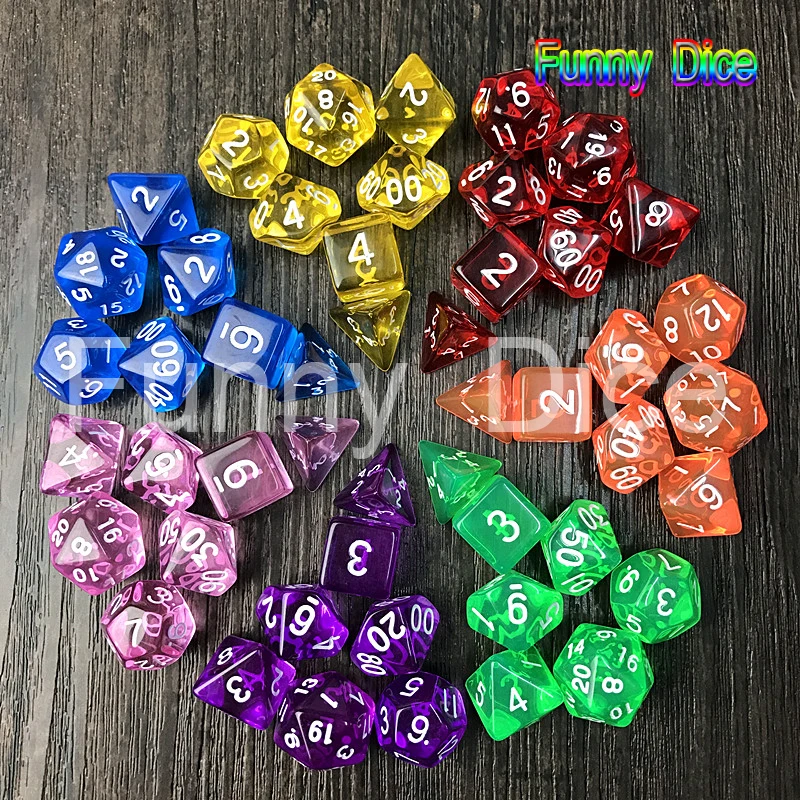 

Clear 7pc/bag Multi-Sided Dice Multi Color Board Games for Adults