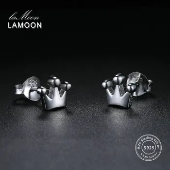 

LAMOON High Polishing Smooth Imperial Crown Shape 100% 925-Sterling-Silver Earrings Fine Jewelry For Women Girl Gift LMEY156