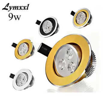 

Golden shell 3x3W Down light 600LM LED Ceiling Downlight Dimmable 9W Led Fixture Spot Light Lamp Led CE&RoHS with Led driver
