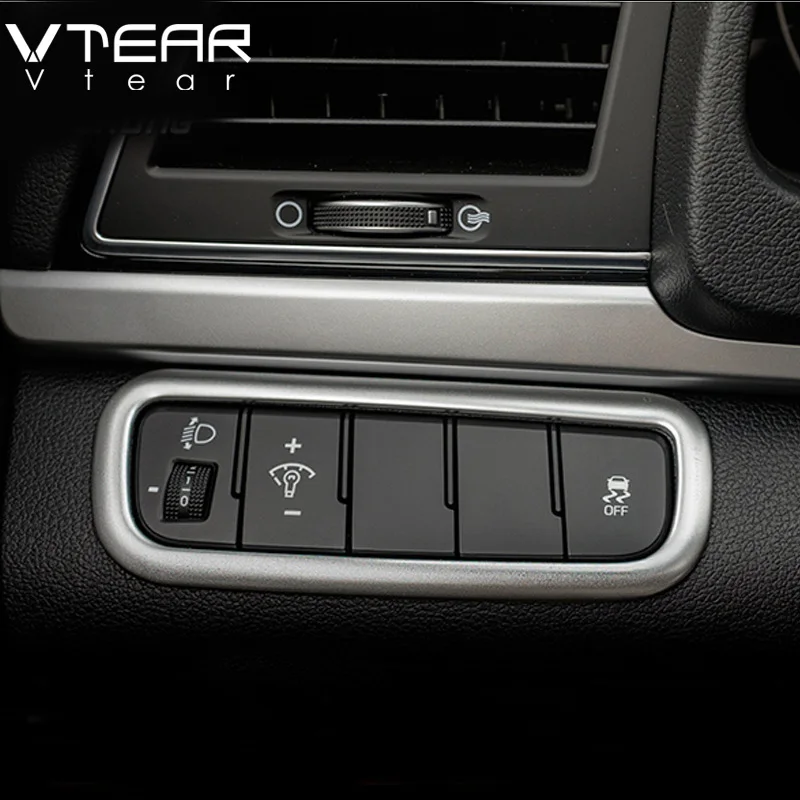 

Vtear For Hyundai Elantra headlights switch button cover Interior Mouldings circle car-styling decoration part accessory 2017