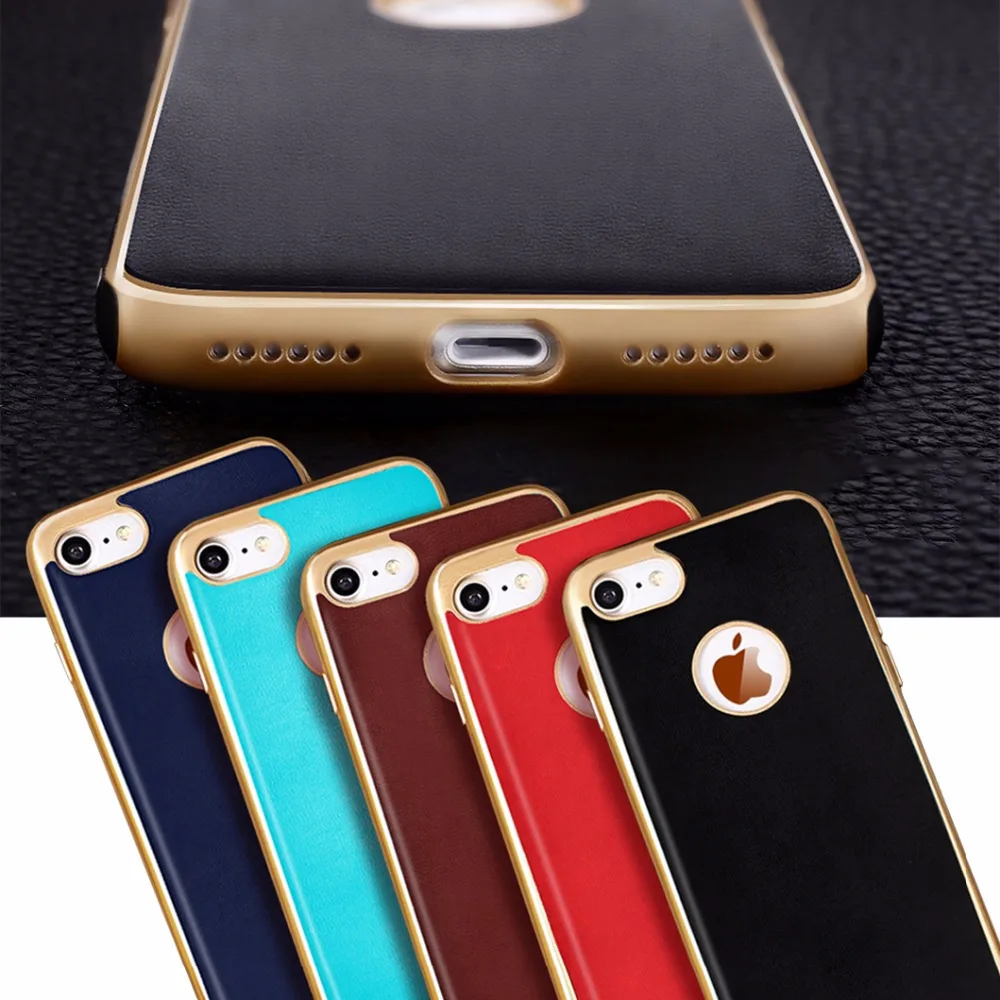 Luxus Goldenen Rand Fundas Fällen Für Apple Iphone 7 Weichen Silikon Tpu Pu Leder Rückseite Fall Für Apple Iphone 7 4 7 Coque Case For Case For Applecase Case Aliexpress
