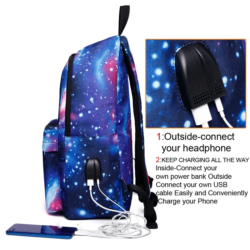 Модный рюкзак Mochila Blackpink Galaxy, школьная сумка для женщин и девочек, рюкзак для путешествий, студенческие сумки с usb-кабелем для зарядки