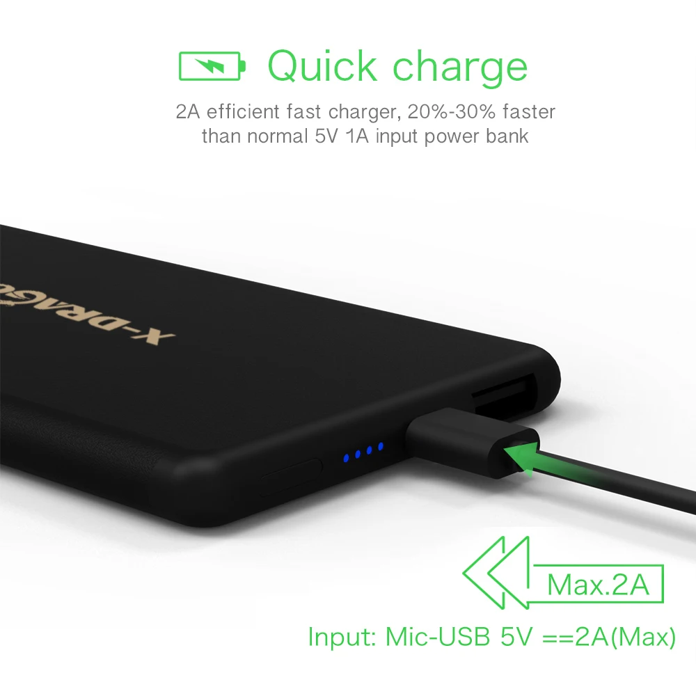 Ultra Slim Power Bank 5000mAh Portable External Battery Charger for iPhone Samsung Huawei Xiaomi Mi Mobile Phone