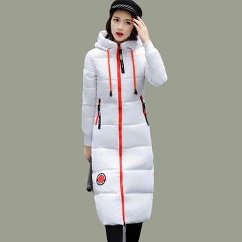 

Women Winter Big Size New Long Down Cotton Jackets Slim Thickening Hooded Warm Parkas Jacket Woman Coat LJ0533