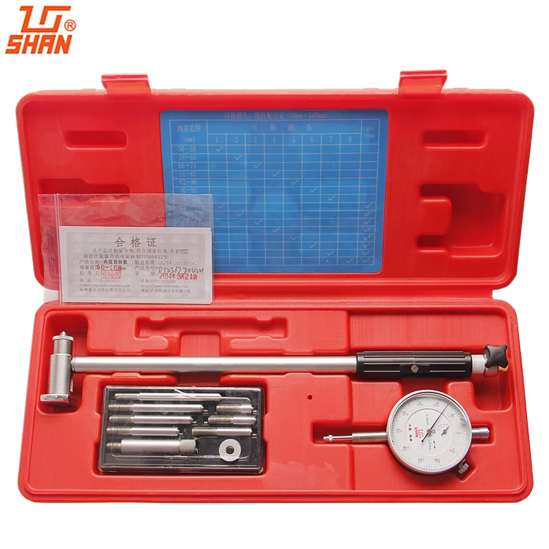 Cena SHAN Dial Bore Gauge 50 160mm 0.01mm metryczny Cylinder wewnętrzny otwór pomiarowy wskaźnik wybierania narzędzia pomiarowe