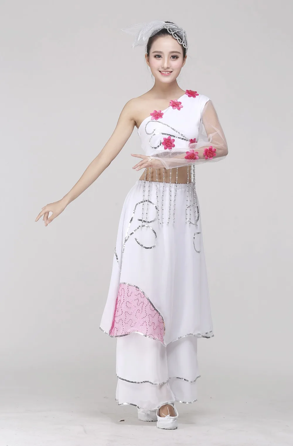 Новые женские(взрослые/девушки) Современные Молодежные современные танцевальные белые танцевальные платья для выступлений B756
