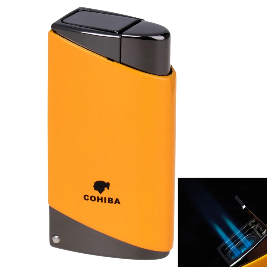 

COHIBA Fashion HighGrade Windproof Lighter Torch Jet Flame Refillable Blue Flame Inflatable Double Flame Cigar gas torch Lighter