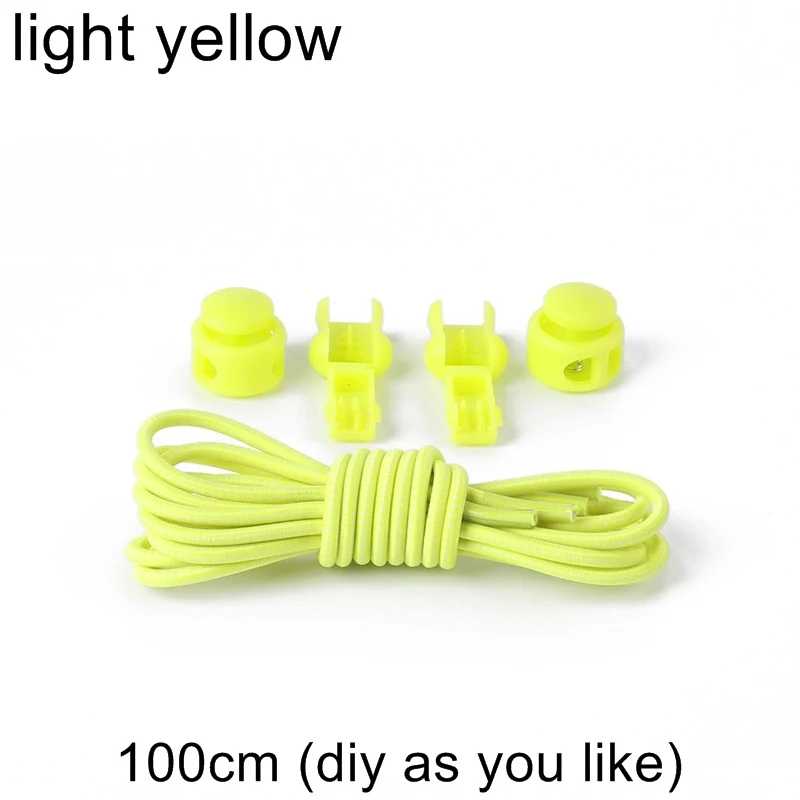 Новая мода шнурки без галстука фиксирующий башмак шнурки эластичные шнурки V012 - Цвет: light yellow