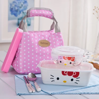 2~ 3 отделения Kawaii керамический Ланч-бокс Procelain Bento Ланчбокс с ложкой вилкой портативный пищевой контейнер Tableware-ZX0341 - Цвет: 3 Compartments B