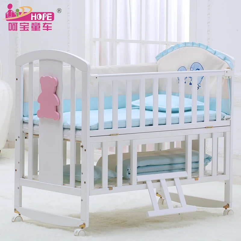 Hope детская кроватка из цельного дерева многофункциональная Европейская детская кровать, детская кроватка игровая кровать для новорожденных шейкер с москитной сеткой