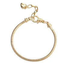 10 шт./лот Золотой Омар застегивающийся браслет-змейка Шарм Сердце Браслеты для европейских бусины ювелирные изделия DIY наборы ухода за кожей pp15