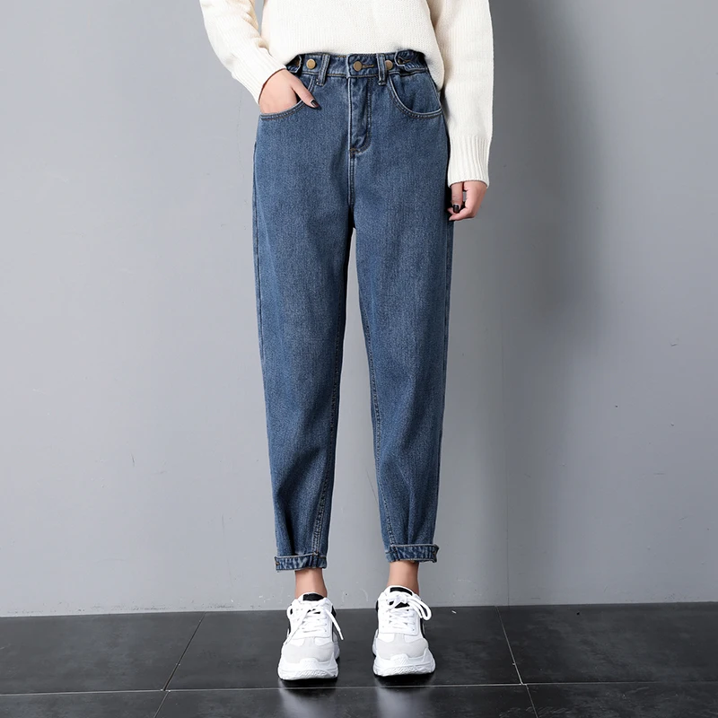 New Arrived Spring Boyfriend Jeans Women High Waist Loose Mom Jeans Lady Casual Harem Pants Plus Size