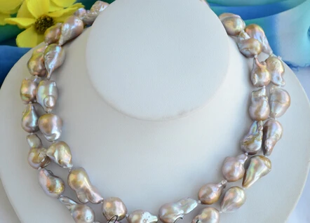 

Jew3111 lavender drip BAROQUE KESHI REBORN PEARL NECKLACE 34inch