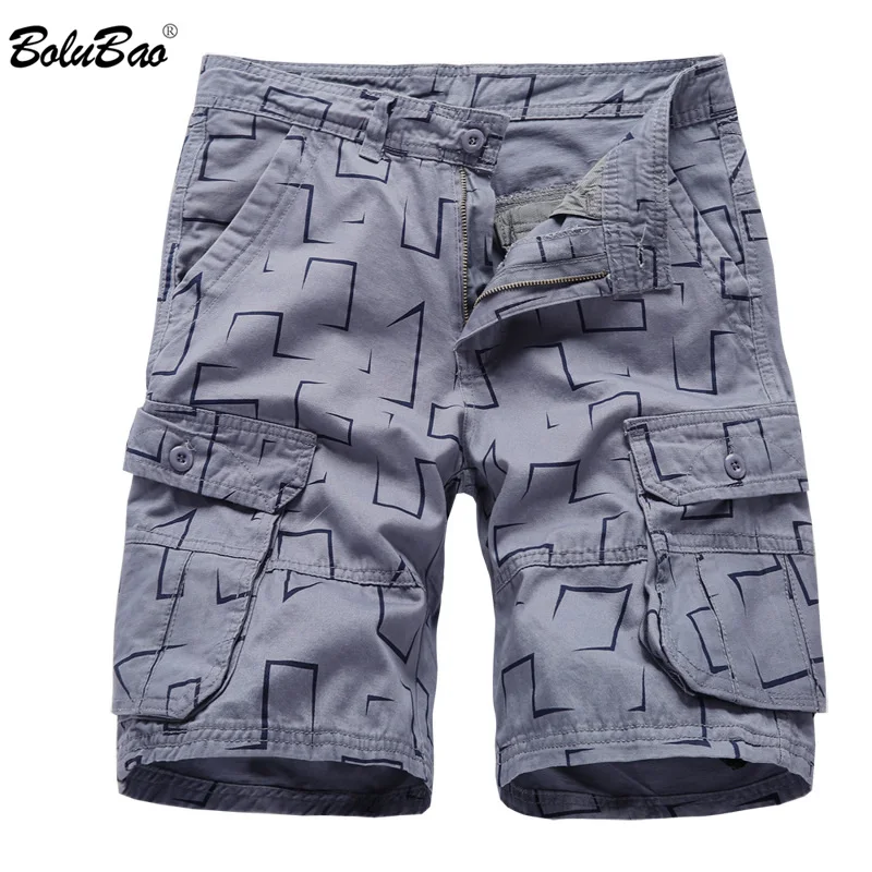 

BOLUBAO 2019 Men Casual Cargo Shorts Summer Comfortable Stripe Multi Pocket Men Shorts Male Beach Outwear Short Pants