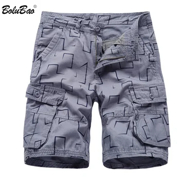 

BOLUBAO Brand Men Casual Cargo Shorts Summer Men Comfortable Multi Pocket Shorts Male Stripe Beach Short Pants
