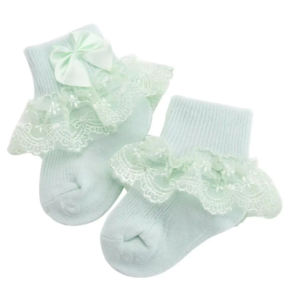 От 0 до 2 лет хлопковые носки для новорожденных детские белые кружевные сетчатые носки принцессы с оборками; детские дышащие короткие носки до щиколотки для малышей Calzini Neonato - Цвет: 3F1004